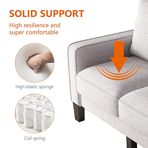 Modern Living Room Furniture Sofa, Multiple Combination Set Sofa, Linen Fabric Upholstered Modern Recliner Sofa, with Storage Space for Apartment Bedroom Office (Beige 2-Seater)