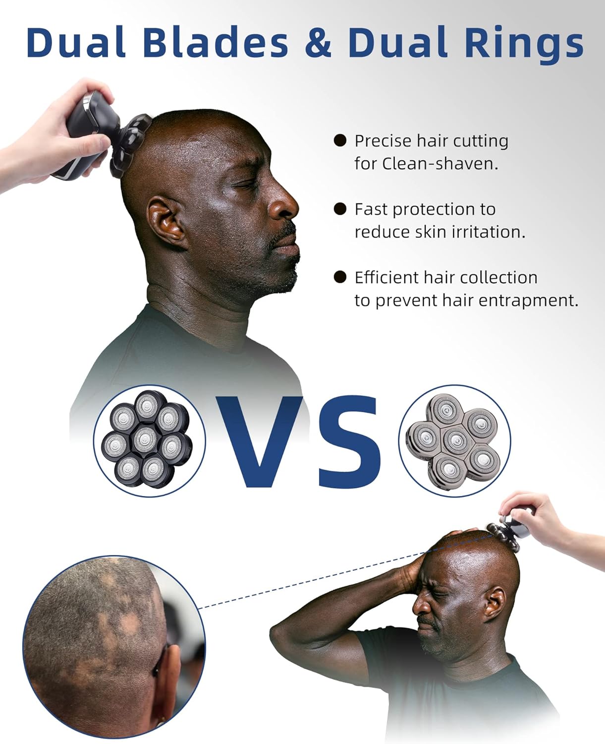 Head Shaver 8D - Electric Head Shavers for Bald Men with Wet and Dry Head - Cordless, Rechargeable, Ergonomic Design - Multifunctional Electric Razor Pack of 2