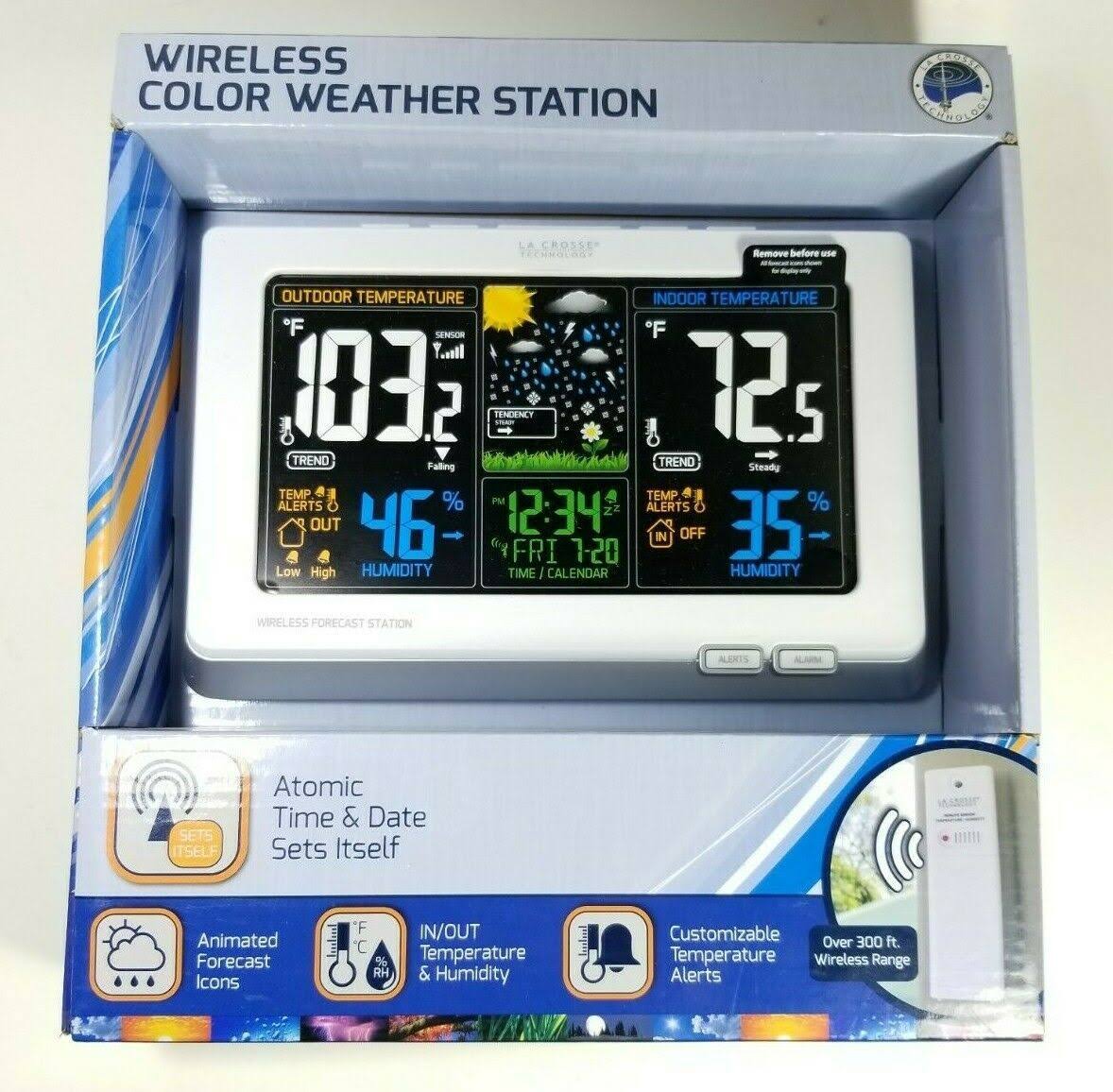 La Crosse Technology Wireless Atomic Digital Color Forecast Station with Alerts, White