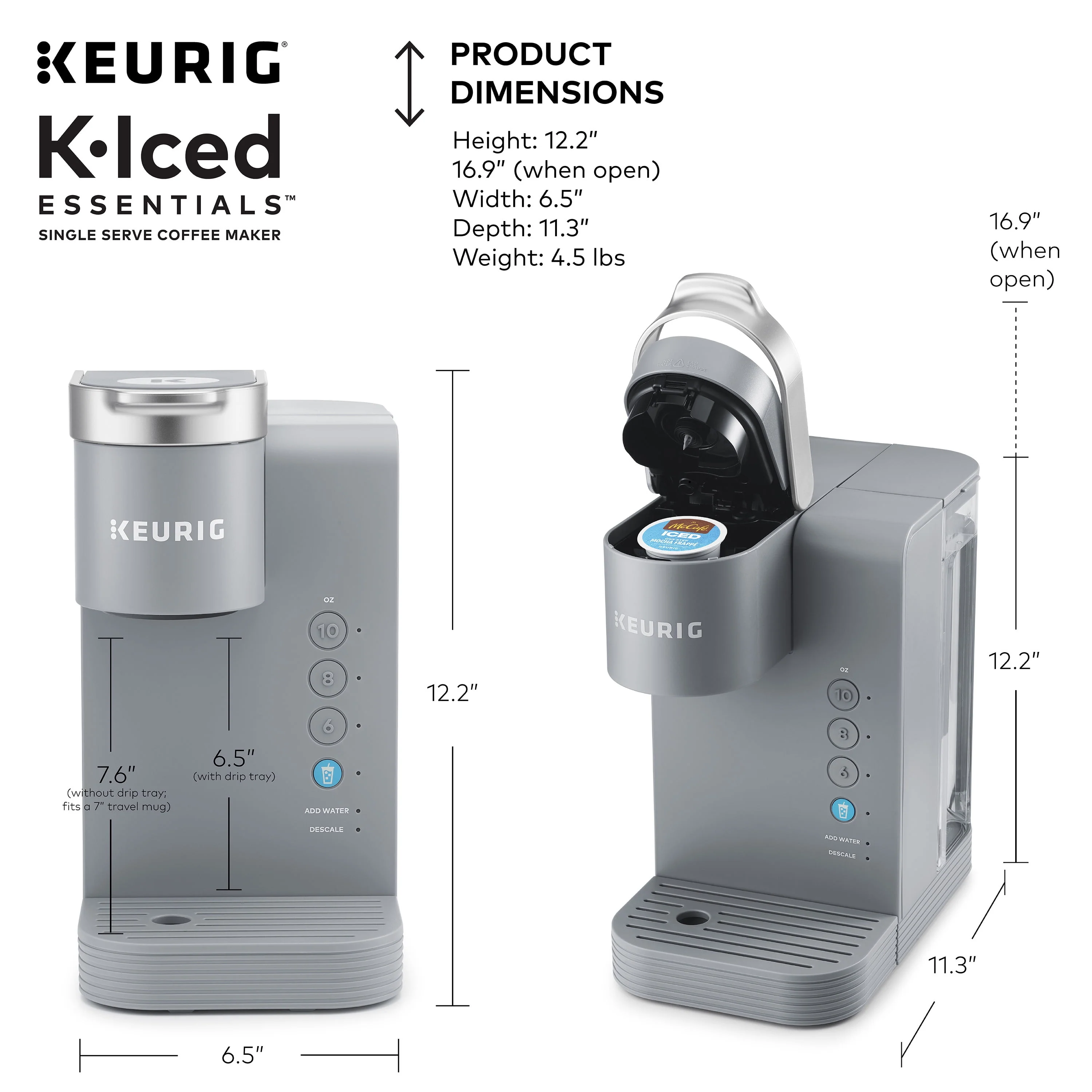 Keurig K-Iced Essentials Gray Iced and Hot Single-Serve K-Cup Pod Coffee Maker