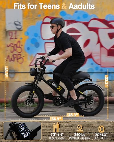 Electric Bike for Adults-1500W Peak Motor 20" Fat Tires 28MPH(Unlock to 35MPH) EBike Moped, 624-1248Wh Removable Battery Bicycle, with Dual Suspension & Brakes Motorcycle, 7-Speed,Spark