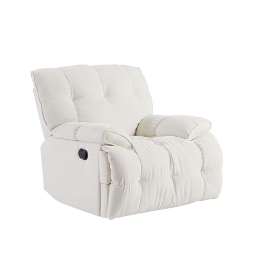 JUSTONE Swivel Rocker Recliner Chair, 360 Degree Swivel Chair Manual Recliner Single Sofa Couch, Soft Fabric Overstuffed Rocking Chair for Living Room, YELLOW