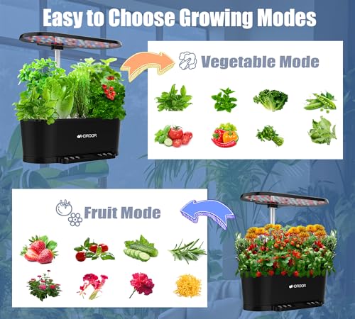 Hydroponics Growing System WiFi Control, 15 Pods Indoor Herb Garden with Grow Light, Hydroponic Growing System Automatic Timer, 30 Inches Height Adjustable Indoor Gardening System-Black