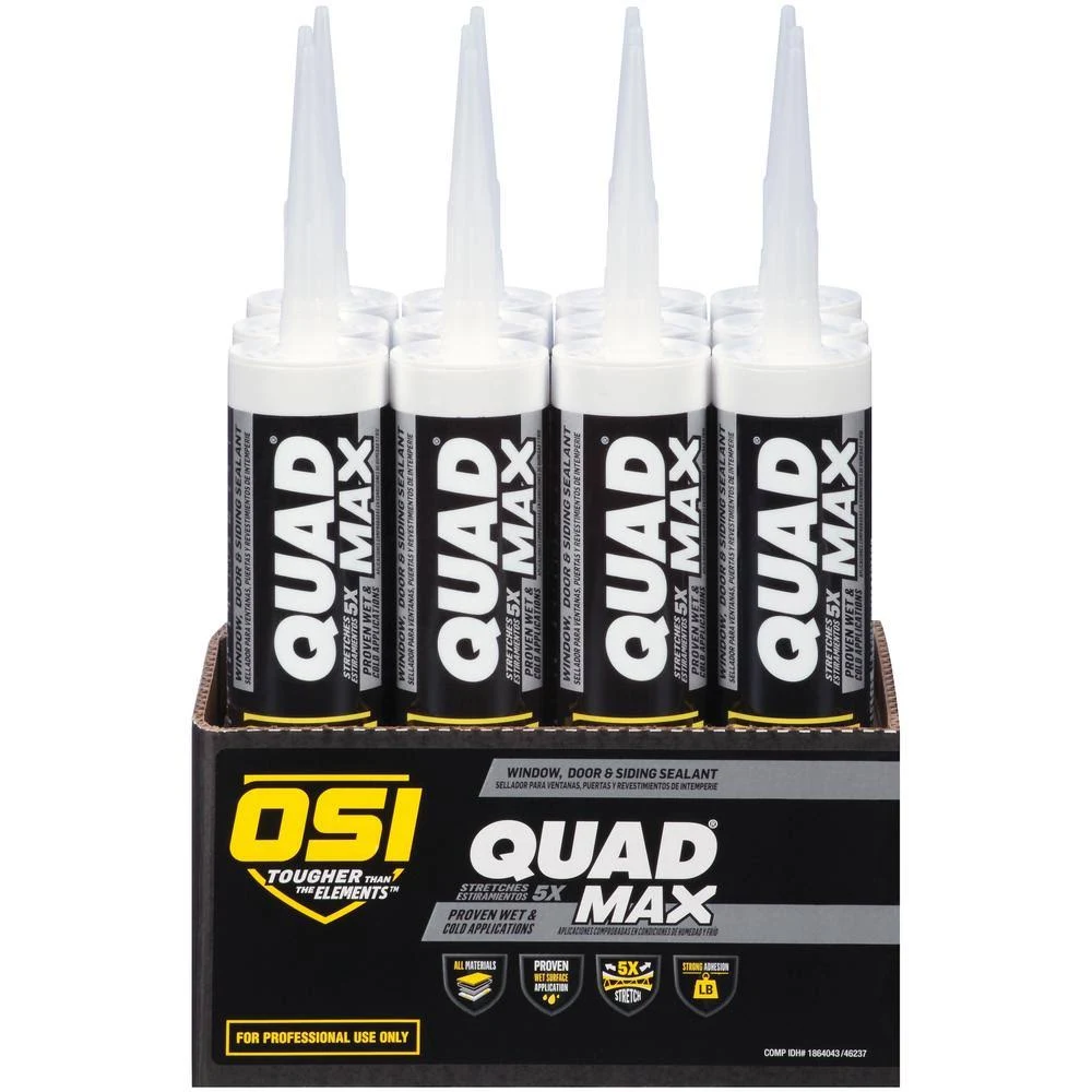 OSI Quad Max 9.5 fl. oz. White #005 Exterior/Interior Window Door and Siding Sealant (12-Pack) 1868689