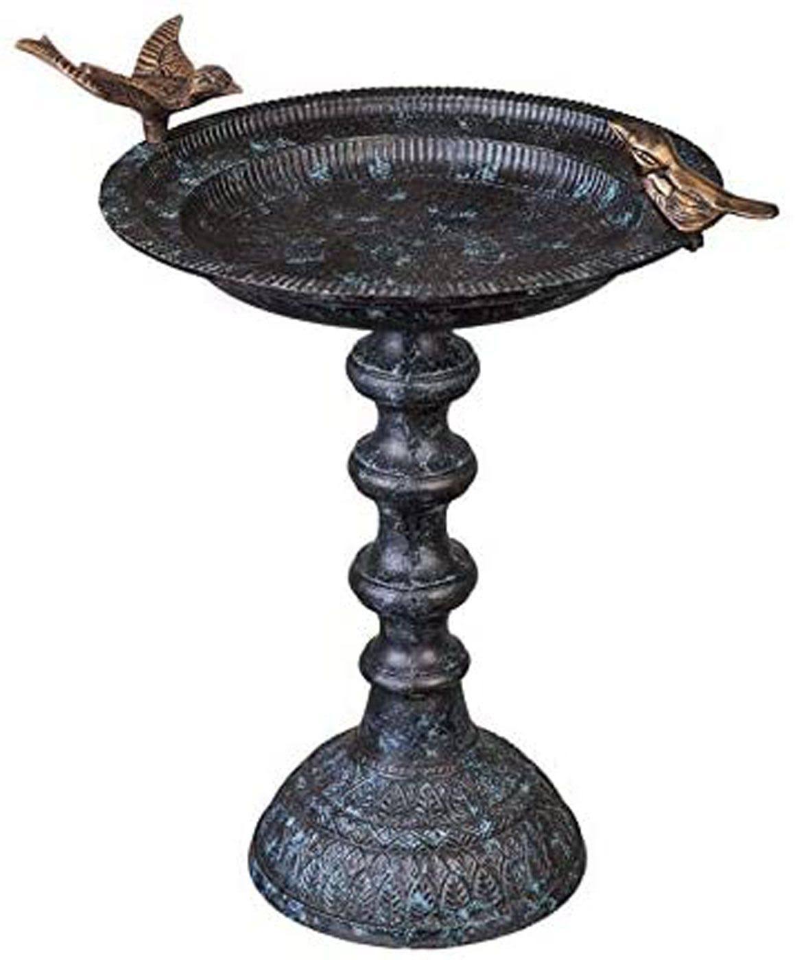 Evergreen Garden Cast Iron Bird Bath on Pedestal