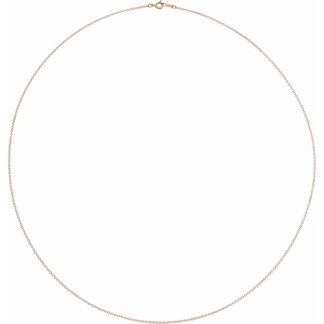 14k Rose Gold 1mm Solid Cable 15 Inch Chain Jewelry Gifts for Women - 1.1 Grams