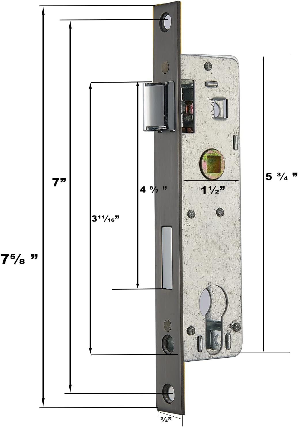 Mortise Lock Set Exterior Door Storm Doors Brass Handle Set Replacement Screen Security Key Hardware,Brushed Dark Bronze