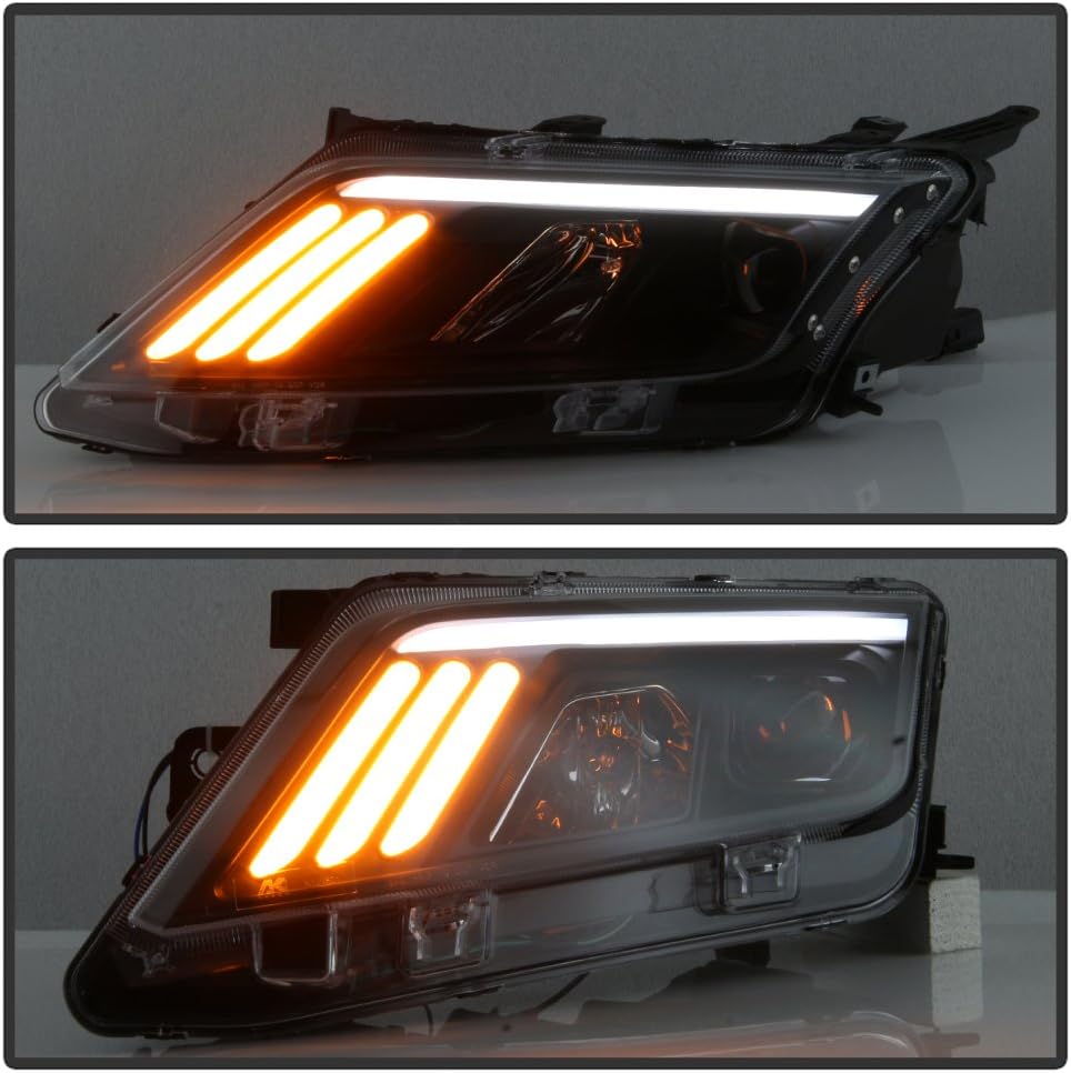 ACANII - For Black 2010-2012 Ford Fusion LED [SEQUENTIAL Signal] DRL Projector Headlights Headlamps Left + Right