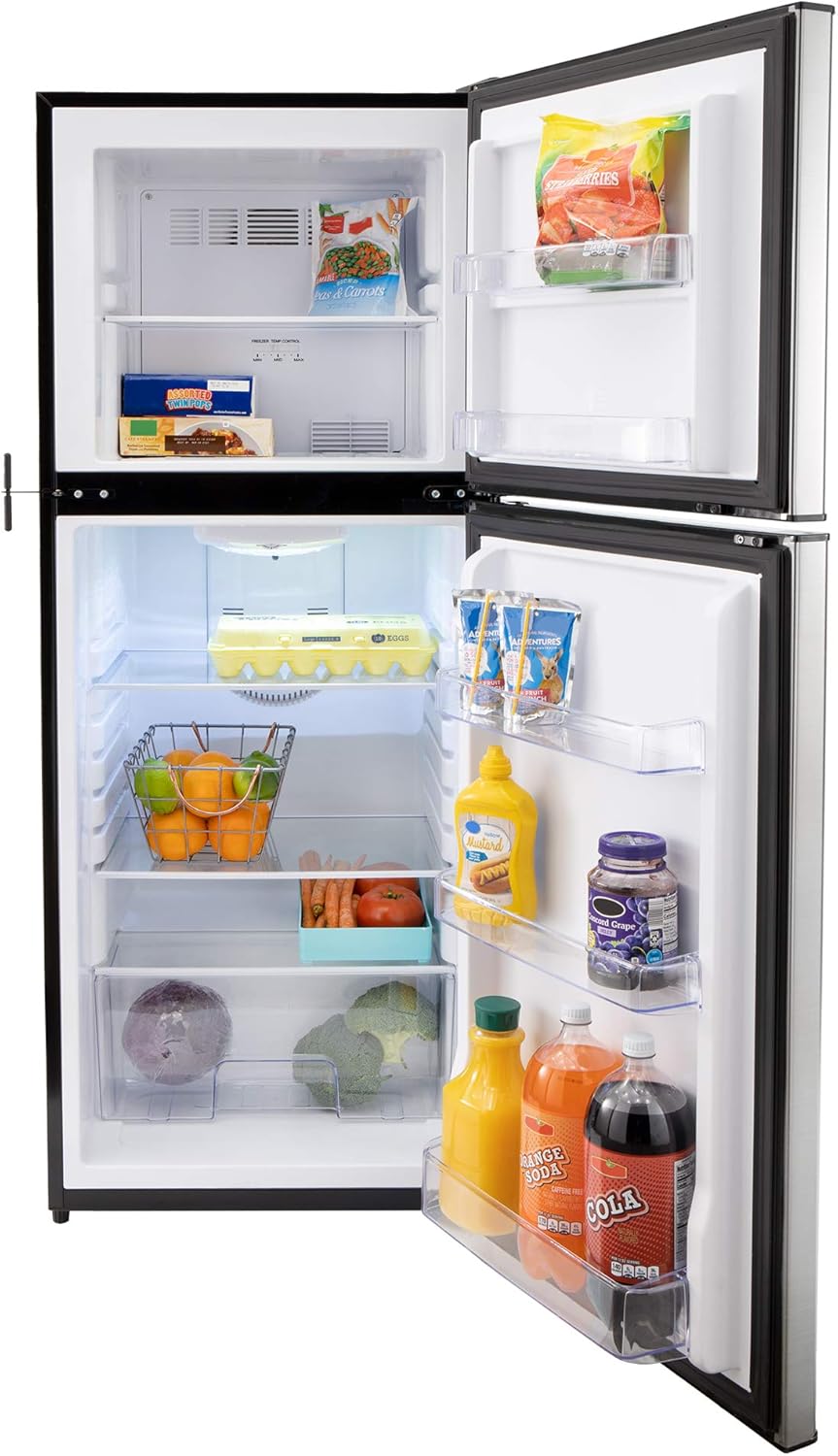 RecPro RV Refrigerator Stainless Steel | 7 Cubic Feet | 12-Volt | Camper Refrigerator | Low Wattage