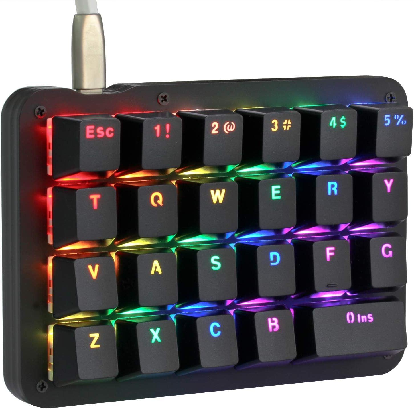 Koolertron One Handed Macro Mechanical Keyboard, Portable Mini One-Handed Mechanical Gaming Keypad 23 Fully Programmable Keys ((Blue Backlit/Blue switches))