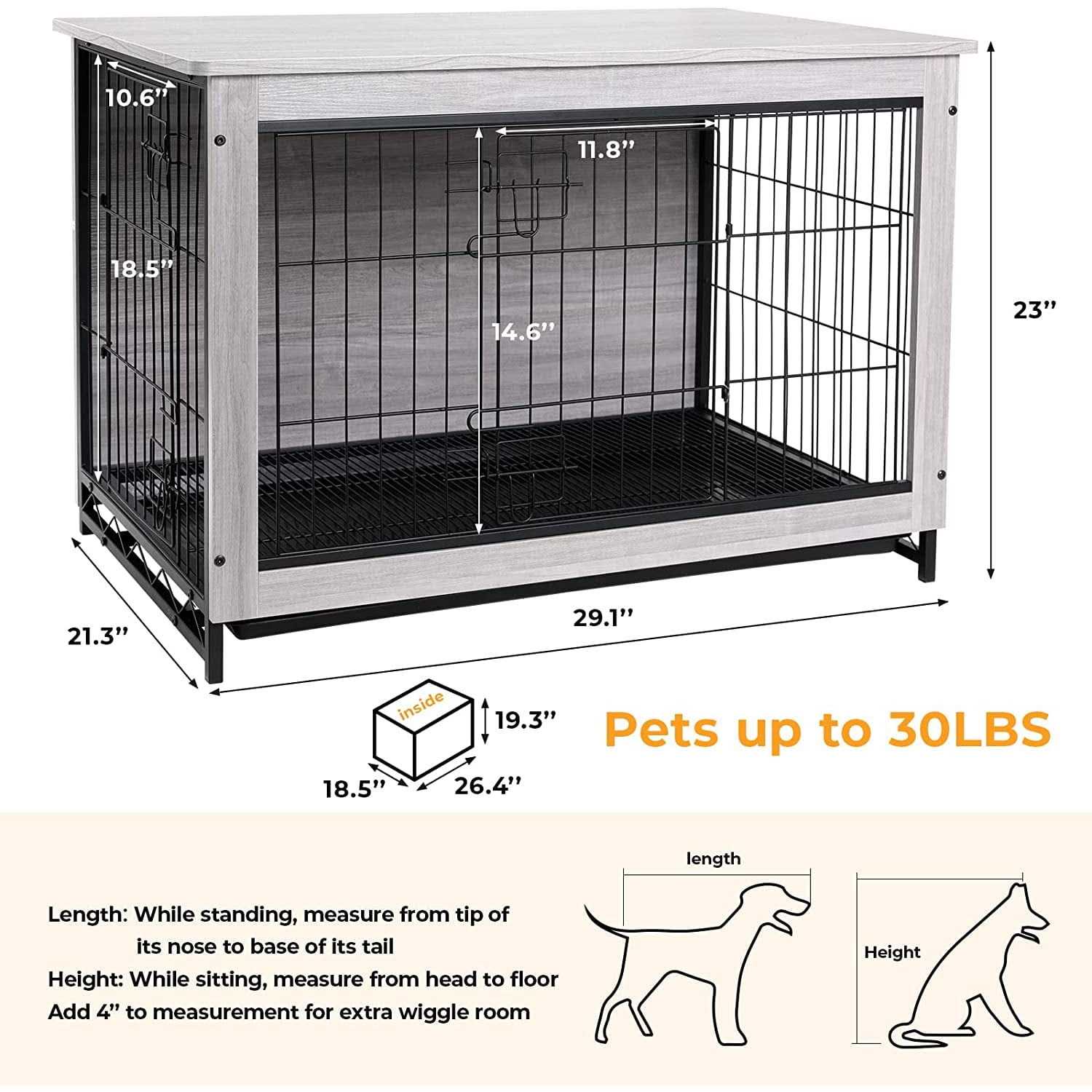 Arlopu Dog Crate Furniture Wooden End Table Indoor Dog Kennel - Pet Supplies online store