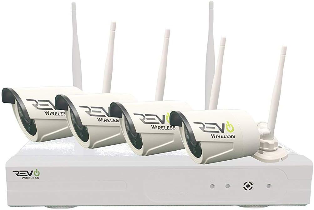 REVO America 4CH Wireless Gateway Security System with 32GB Micro SD Card & 2X 1080p Battery Operated Cameras with 2-Way Audio (RWG41CU2X-1)