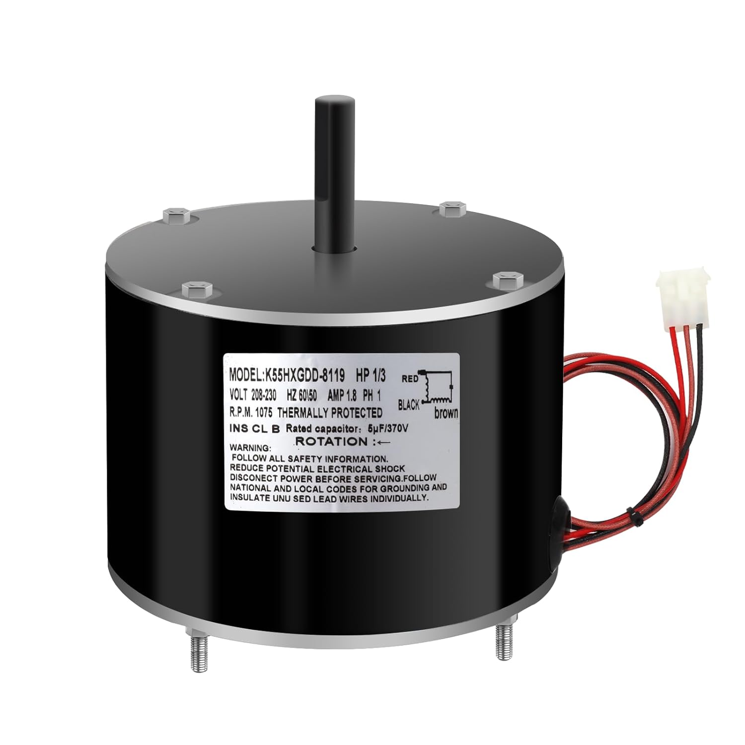 K55HXGDD-8119 Compatible with Emerson Condenser Fan Motor, K55HXGDD-8119 Condenser Fan Motor Designed to Replace Part K55HXGDD-8119, K55HXDAS-6735, K55HXCTJ-6645, 1/3 HP 208-230 Volt.