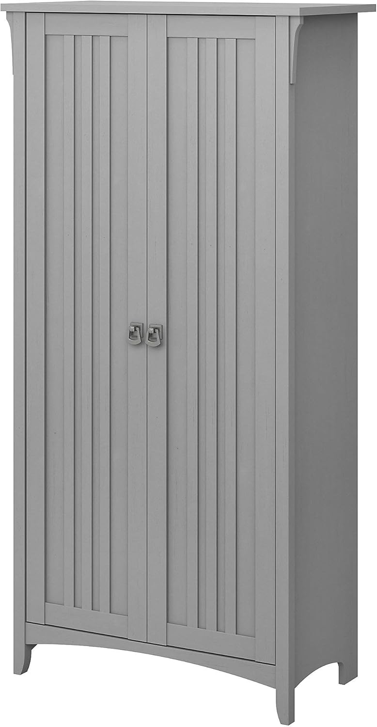 Bush Furniture Salinas Tall Storage Cabinet with Doors in Cape Cod Gray