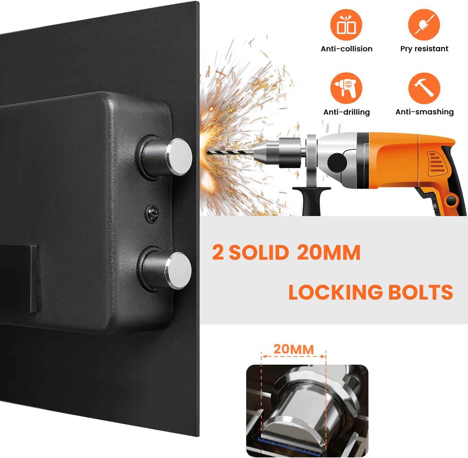 Large Safe Box Fireproof Waterproof, 2.3 Cub Fireproof Safe with Backlit Digital Keypad and Mute Function, Money Safe with LED Light & Removable Shelf, Security Safe for Home, Office and Hotel
