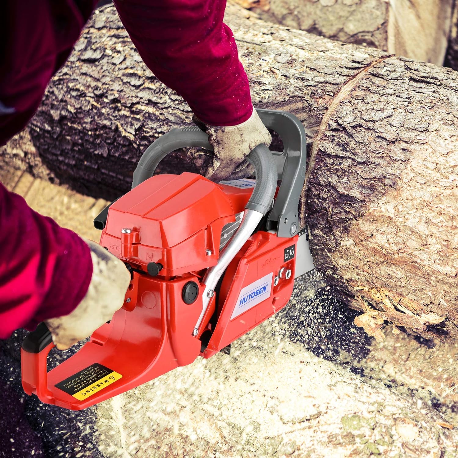 HUYOSEN 60CC 2-Cycle Gas Powered Chainsaw, 20-Inch Chainsaw, Cordless Handheld Gasoline Power Chain Saws for Cutting Trees, Wood, Garden and Farm(HN-C6020E)