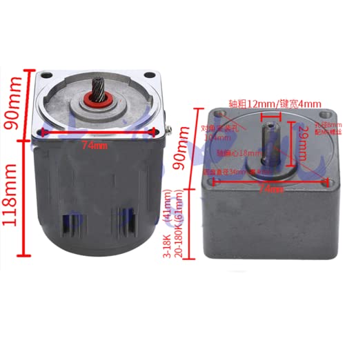 Variable Speed Geared Motor, 110V AC Gear Reduction Motor Adjustable Single-Phase High Torque Electric Gear Motor with Speed Controller 0-45RPM 120W 30K(Reduction Ratio 1:30)