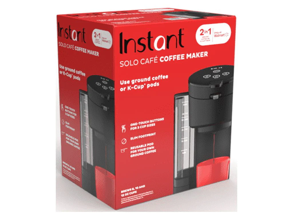Instant Solo Café 2-in-1 Single Serve Coffee Maker for K-Cup Pods and Ground Coffee, Black