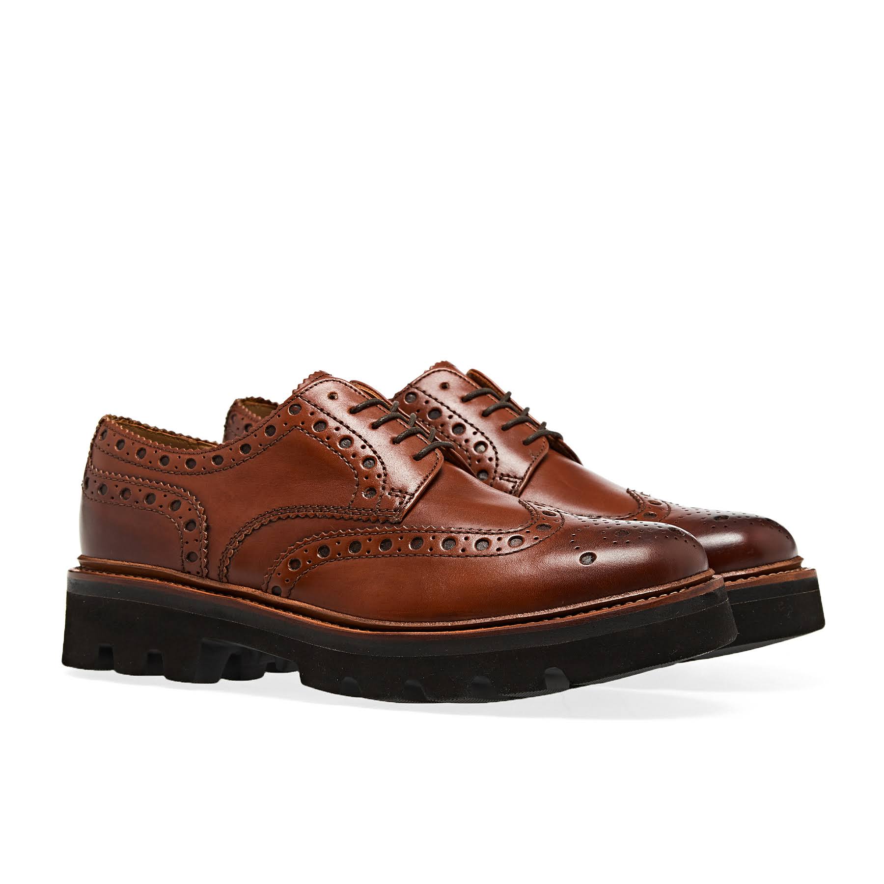 Grenson Archie Brogues in Tan Leather - Brown - Lace-ups