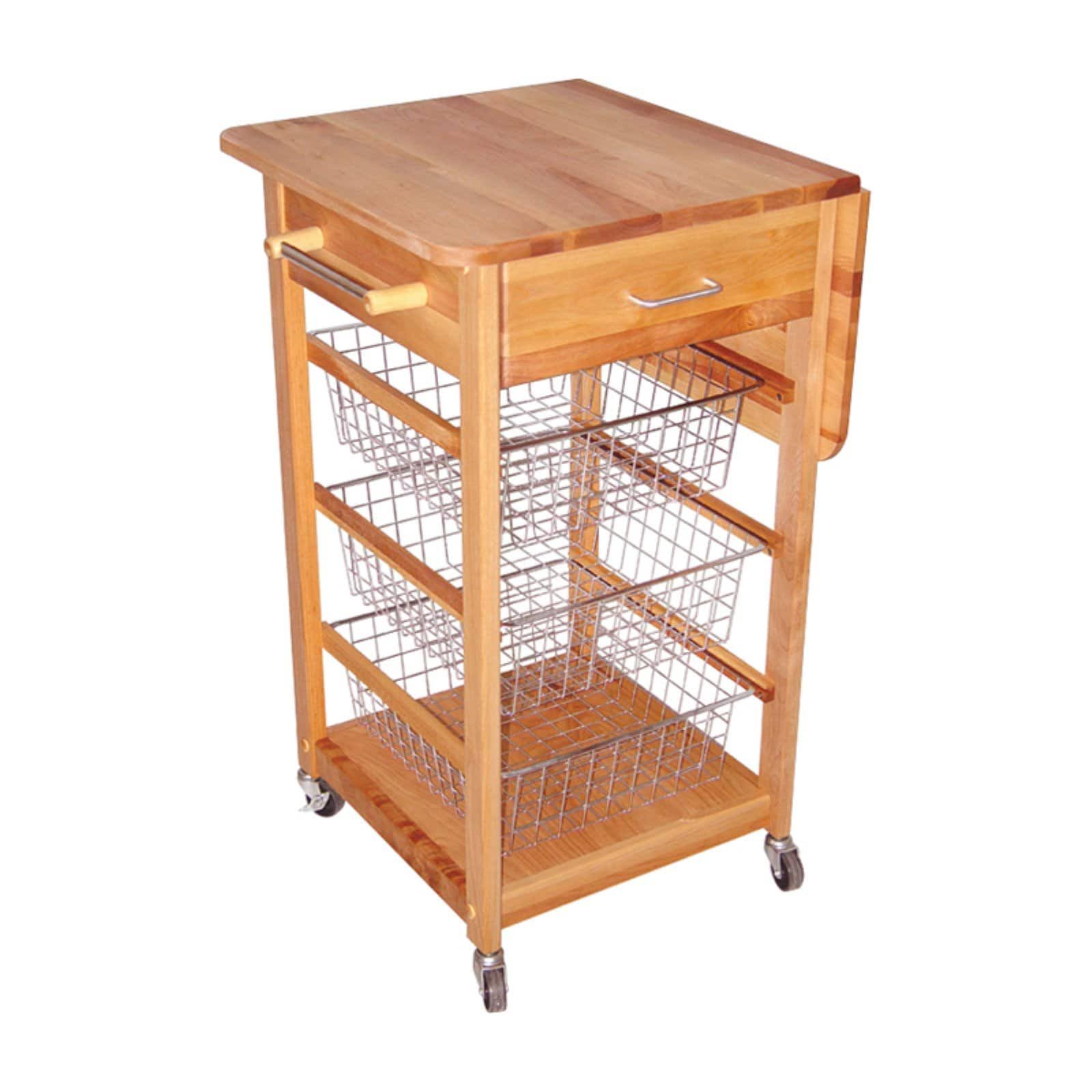 Catskill Craftsmen Basket Kitchen Cart w/ Drop Leaf, 32 3/4 inch W x 21 inch D x 35 3/4 inch H