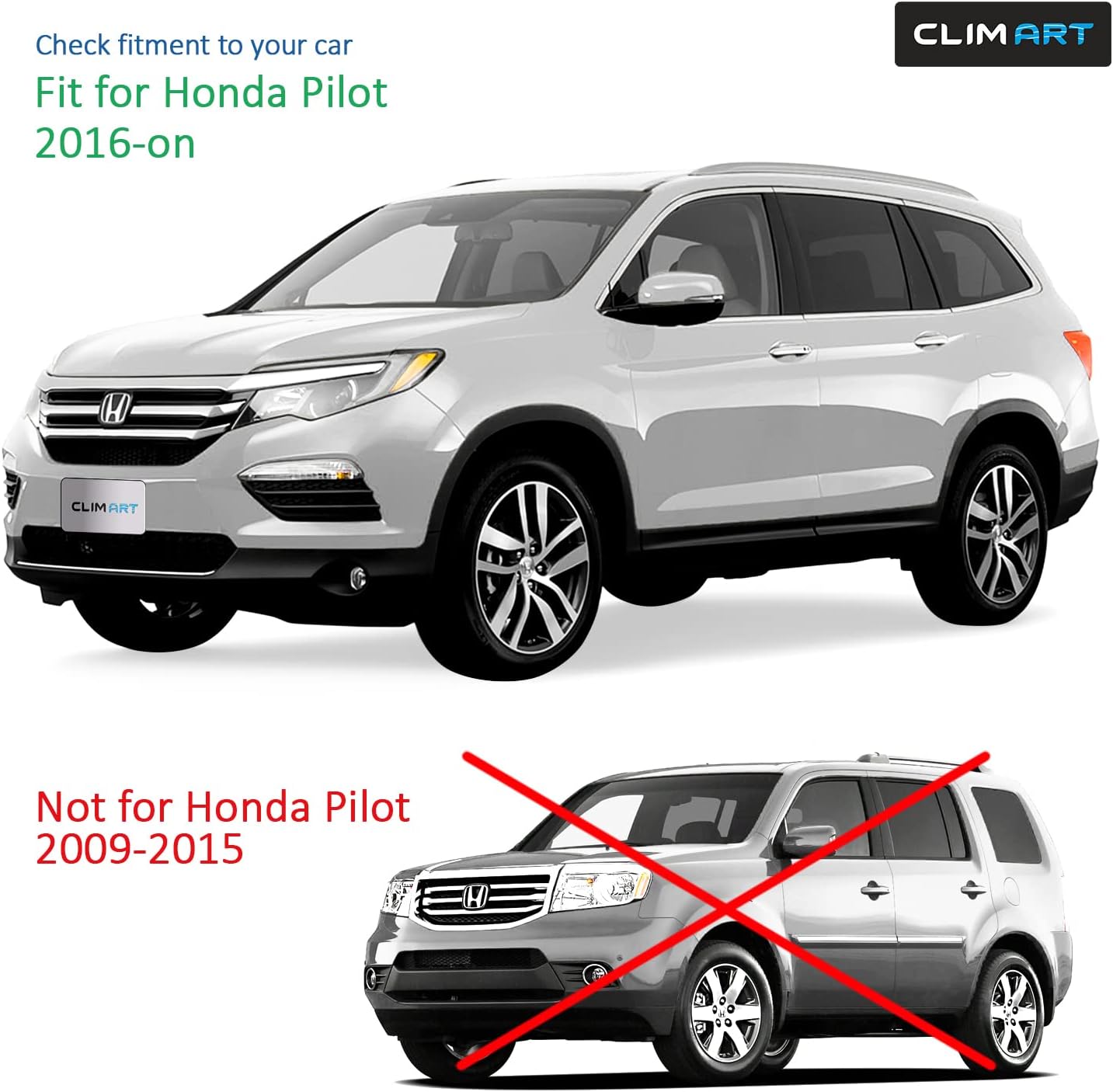 CLIM ART in-Channel Incredibly Durable Rain Guards for Honda Pilot 2016-2022, Original Window Deflectors, Vent Deflector, Vent Window Visors, Dark Smoke Car Accessories, 4pcs - 616166 Pack of 2