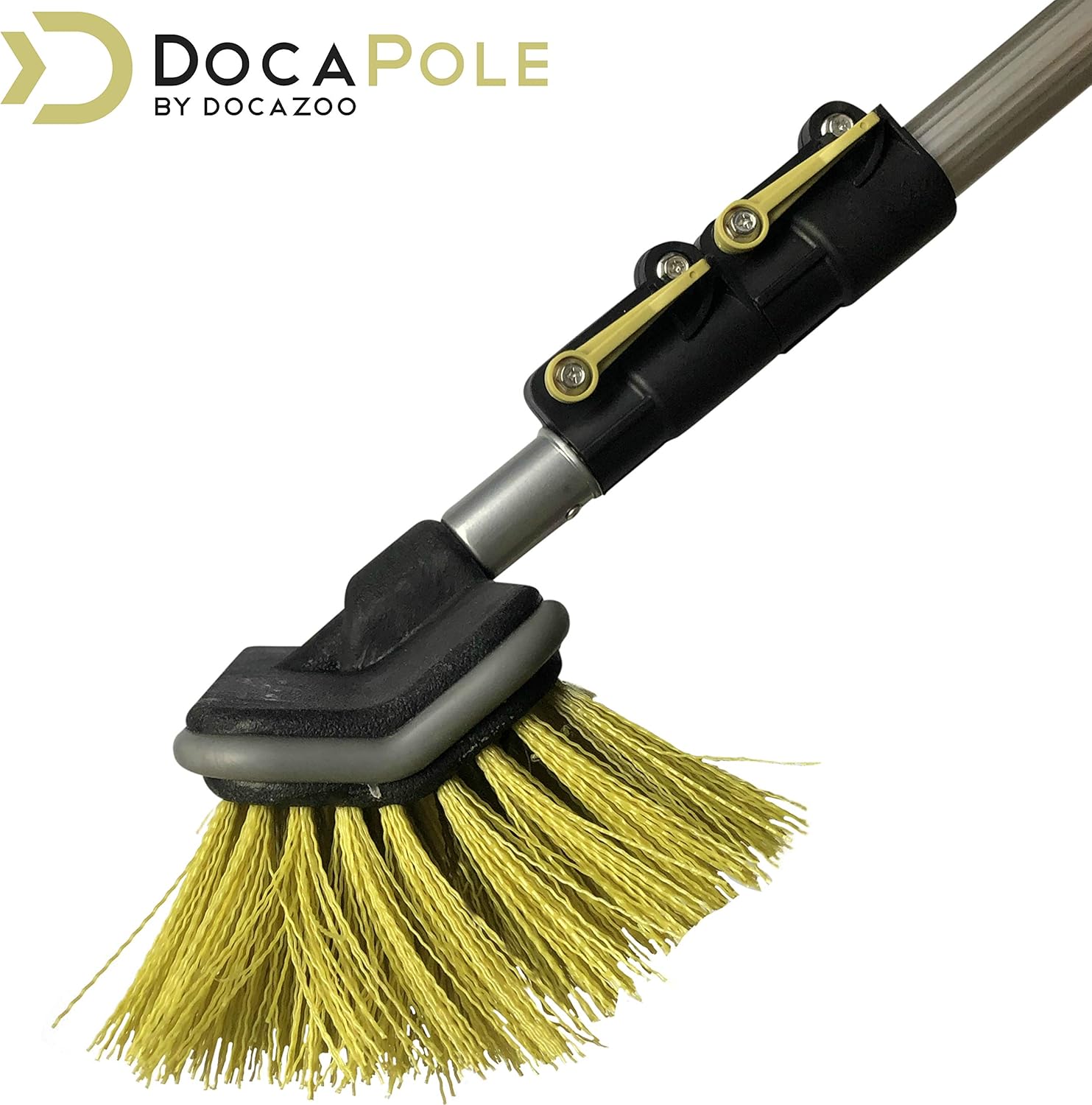 DocaPole 7-30 Foot Hard Bristle Brush Extension Pole |11” Scrub Brush with Telescopic Pole | Long Handle Cleaning Brush and Deck Brush for House Siding, Deck, Garage, Patio and More