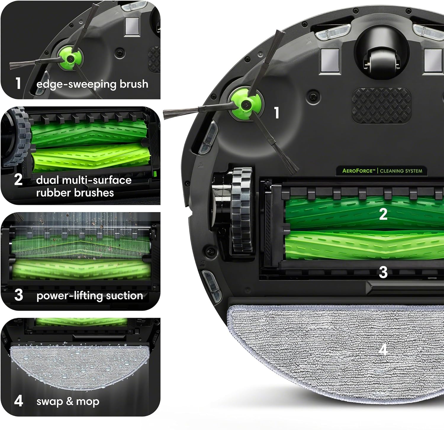 iRobot® Roomba Combo® i3+ (3574) Self-Emptying Robot Vacuum & Mop, Clean by Room with Smart Mapping, Empties Itself for Up to 60 Days, Alexa, Personalized Cleaning