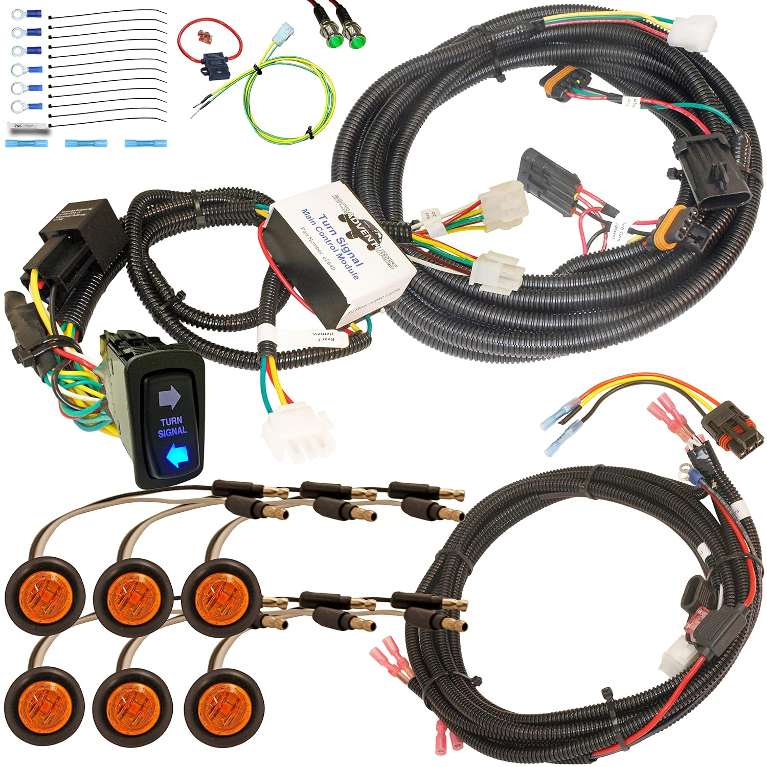 MCSADVENTURES Street Legal Kit Vertical Rocker Switch Turn Signal Kit Blinker System for 18+ Polaris Ranger 1000 XP