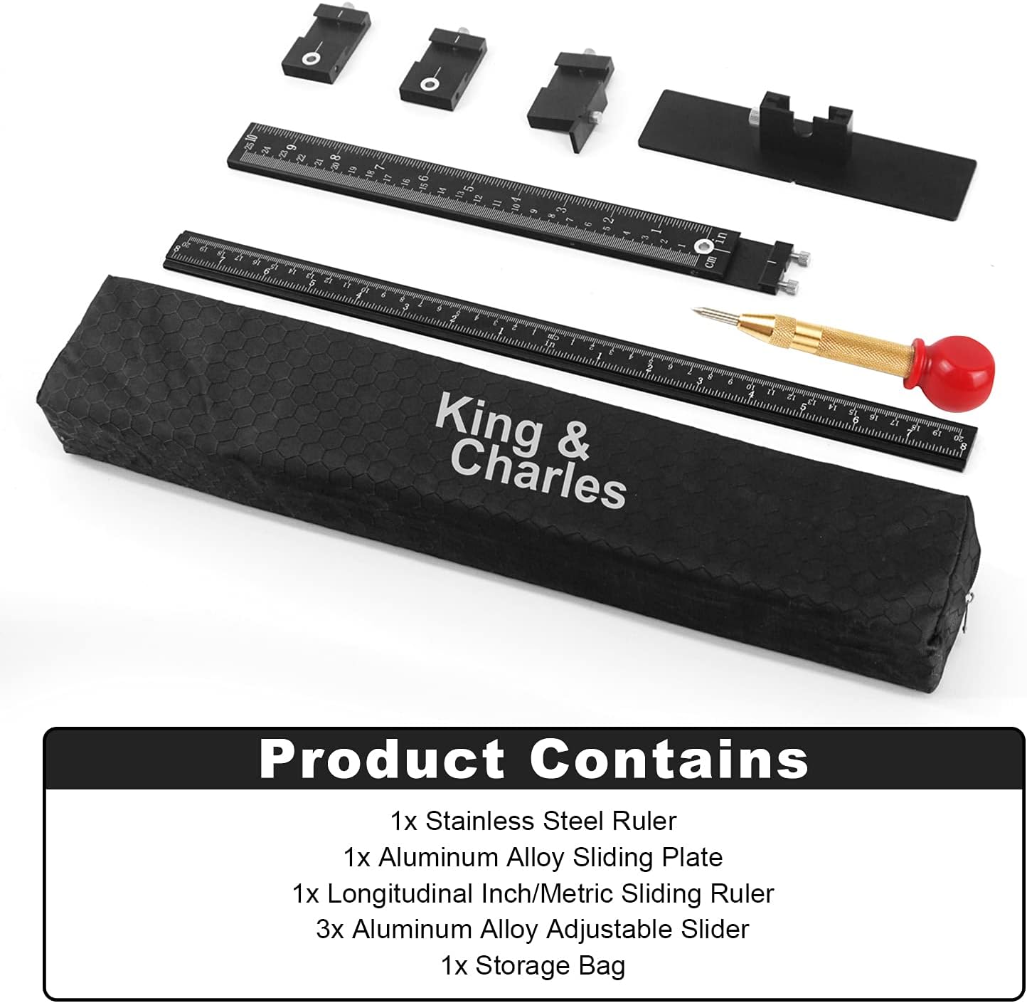 King&Charles Cabinet Hardware Jig, Aluminum Alloy Cabinet Handle Jig - Cabinet jig for handles and pulls, Drill Guide Sleeve Drawer Pull Jig Tool for Cabinet Knobs Pulls.