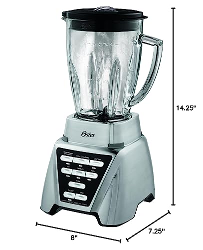 Oster Pro 1200 Blender with Professional Tritan Jar and Food Processor attachment, Metallic Grey