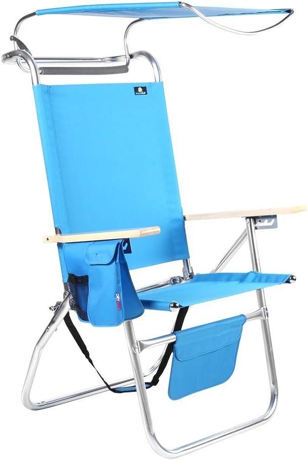 17 Inches High Seat Big Tycoon Aluminum Beach Chair with Canopy