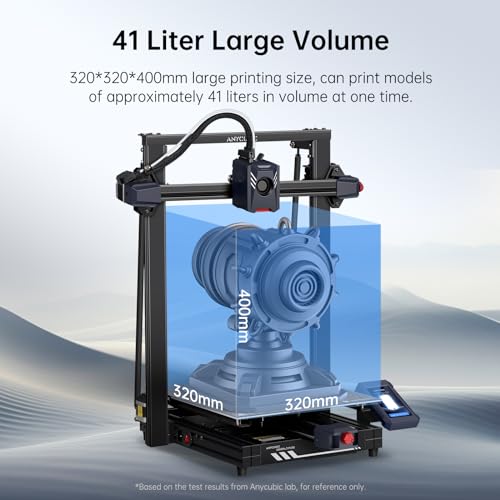 Anycubic Kobra 2 Plus 3D Printer, 41L Large Printing Volume 500mm/s High-Speed Printing with Dual-Gear Direct Extruder, Dual Lead Screw Drive Smooth, 12.6x12.6x15.7in Printing Size