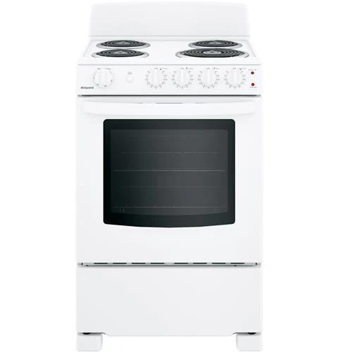 Hotpoint 24″ Electric Free-Standing Front-Control Range RAS240DMWW