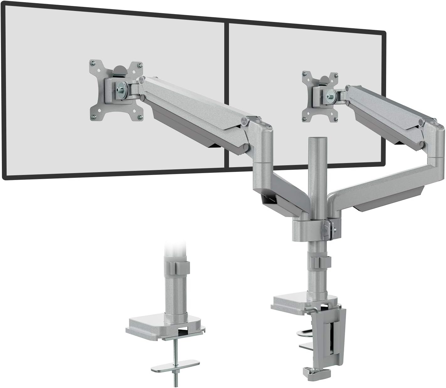 WALI Premium Dual LCD Monitor Desk Mount Fully Adjustable Gas Spring Stand for Display up to 32 inch, GSDM002, (Black)