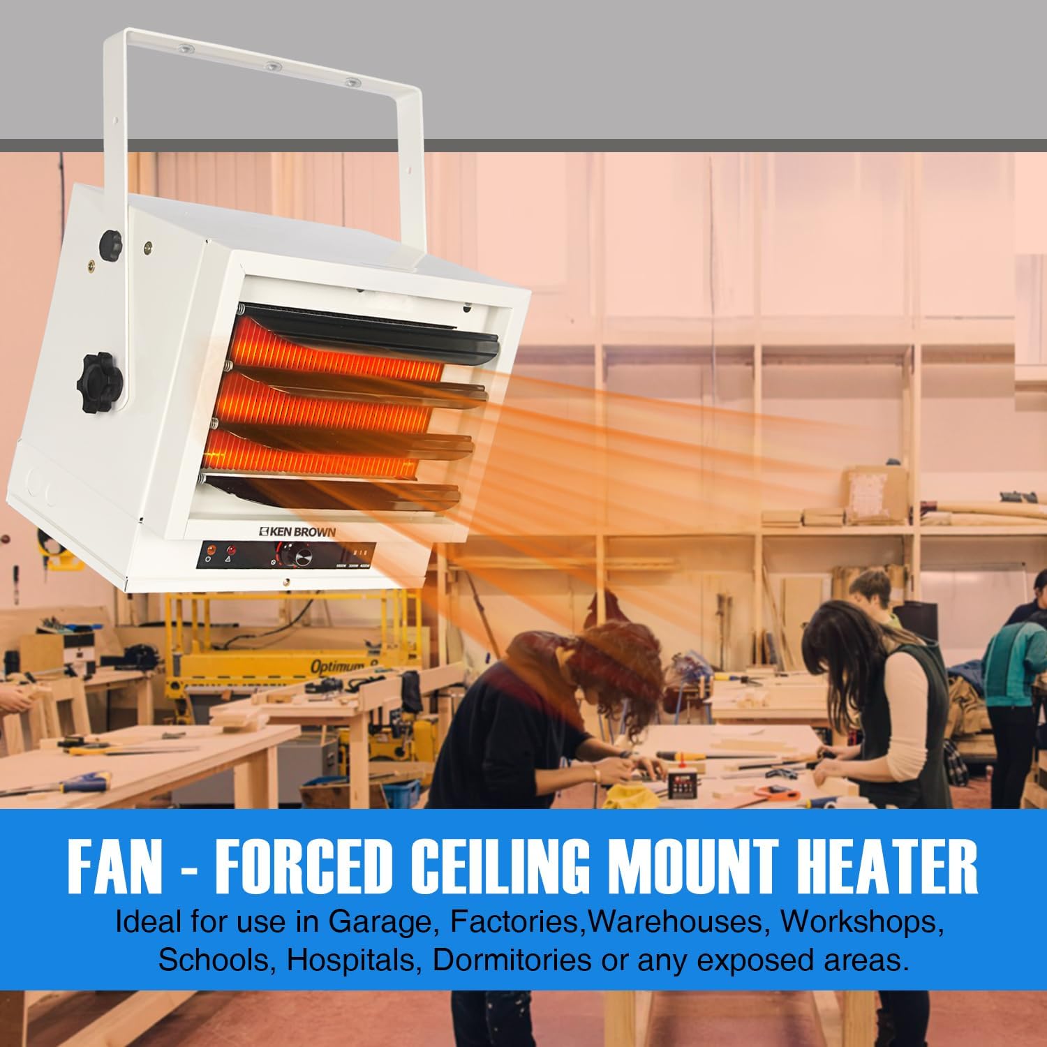 RUO 7500W Electric Garage Heater, Hardwired Digital Fan Forced Ceiling Mount Heater, 240v Shop Heater with Full-Function Remote, Digital Thermostat and 8-Hour Timer, 2023 Upgraded