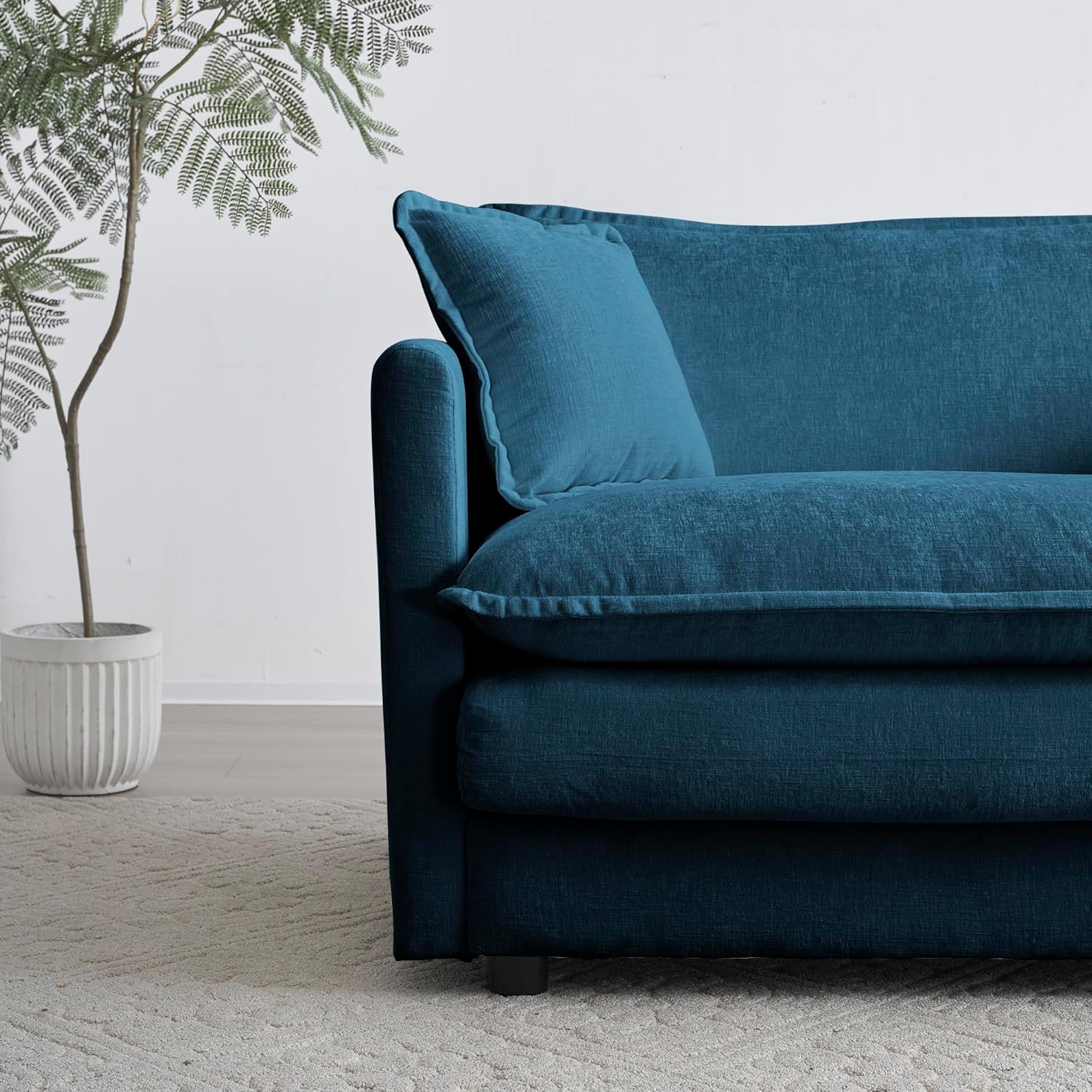 Modern Chenille Upholstered Oversized Chairs for Living Room, Minimalist Comfy Deep Seat Armchair with Removable Cushion Backrest, Singel Sofa Sofachair Furniture for Apartment,Office