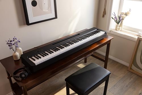 Yamaha 88-Key Weighted Portable Digital Piano Keyboard with Music Rest, Sustain Foot Switch, Built-in Speakers, USB Connectivity, Black (P45B)
