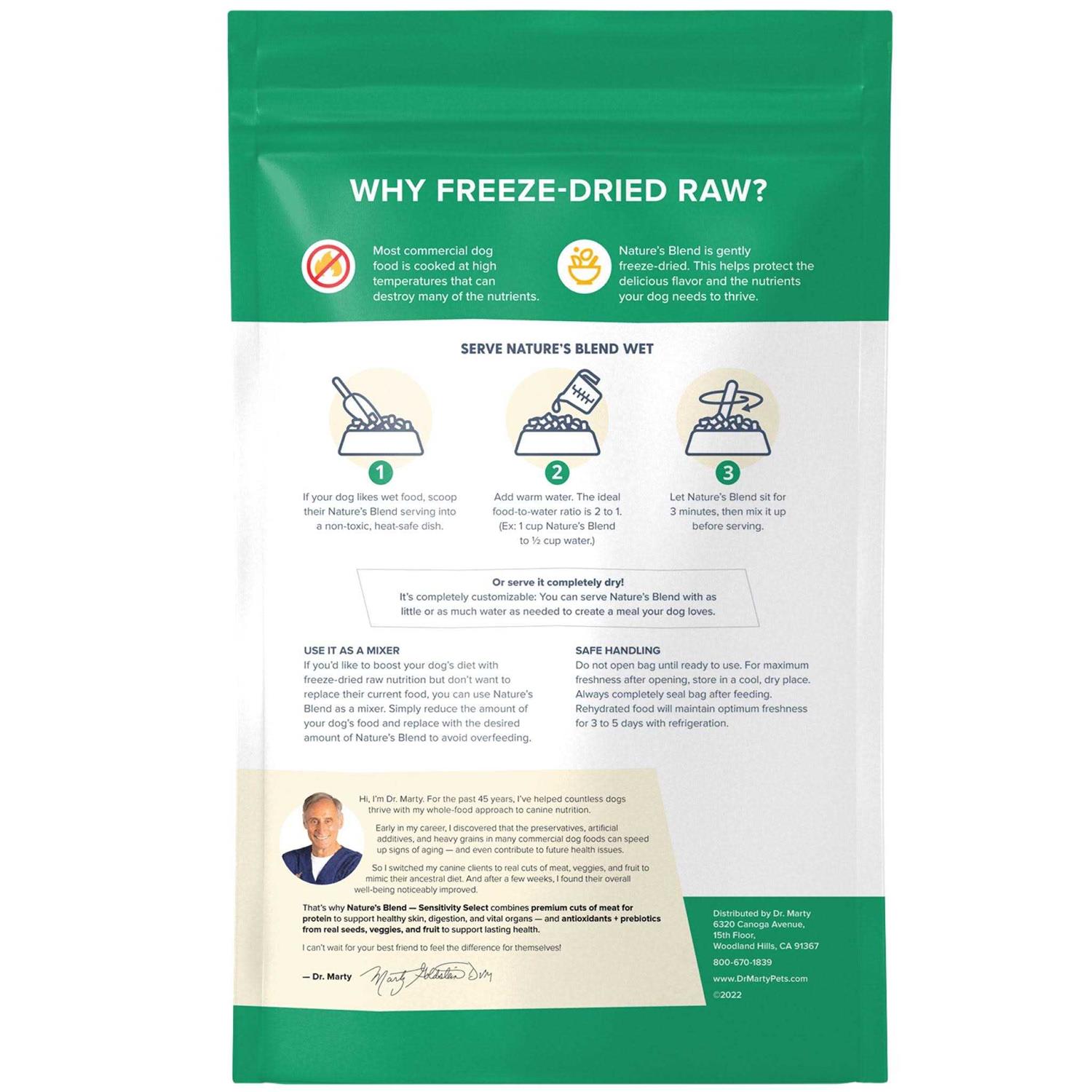 Dr Marty Nature's Blend Sensitivity Select Freeze Dried Dog Food - Pet Supplies online store