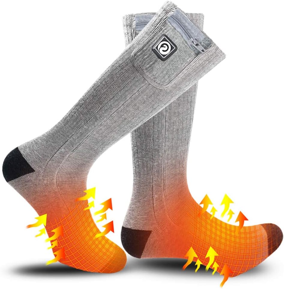 Heated Socks for Men Women,7.4V 2200mah Electric Rechargeable Battery Warm Winter Socks,Cold Weather Thermal Heating Socks Foot Warmers for Hunting Skiing Camping