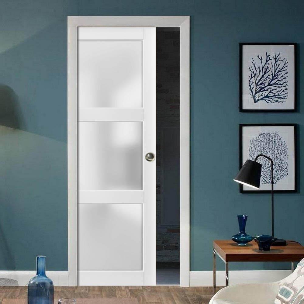 SARTODOORS Modern MDF Interior Door 36 x 84 with Hardware, White