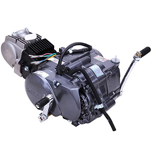 125CC 4-Stroke Semi Auto Engine Motor, 4 Speed ATV Quad Engine Motor Complete Kit, Single Cylinder Air-Cooling Motor w/Reverse Electric Starter for Go Kart, Dirt Bike, ATV, Pit Bike and More