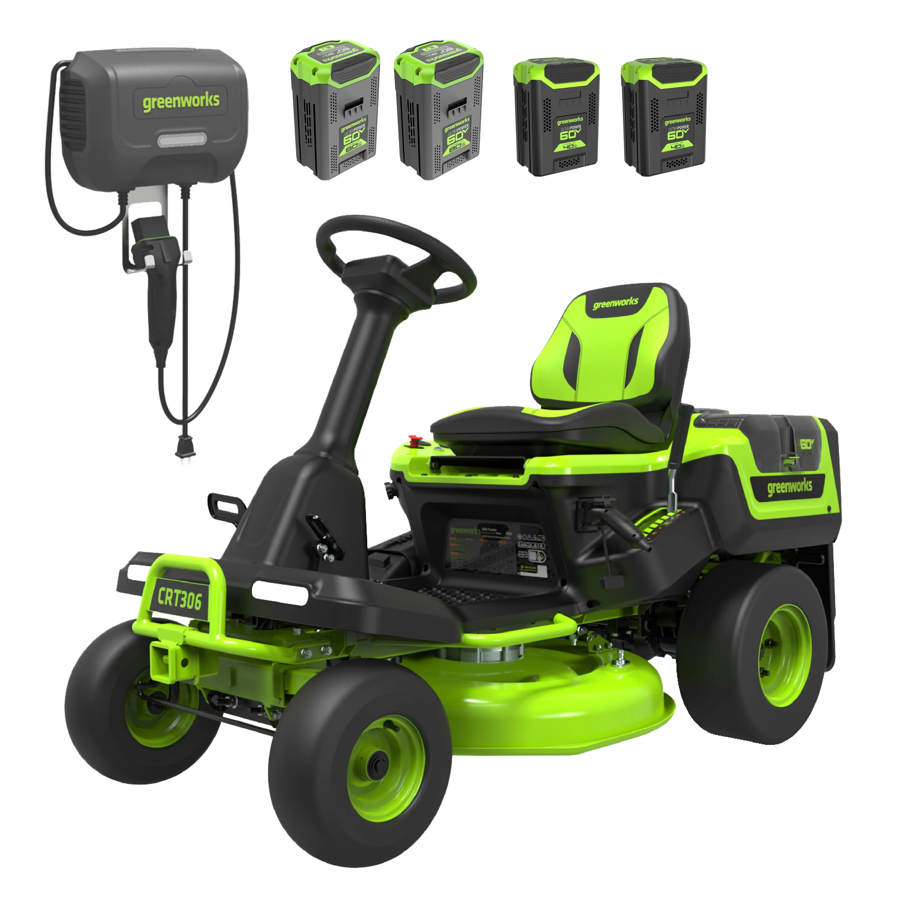 Greenworks 60V 30” CrossoverT Riding Lawn Tractor with (2) 8.0 Ah, (2) 4.0 Ah Batteries & 600-Watt Charger 7421902