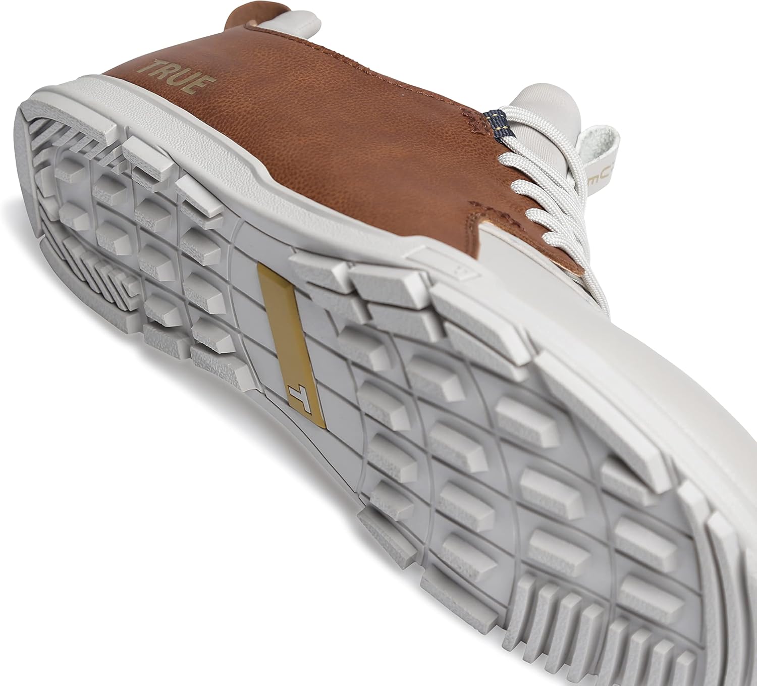 TRUE linkswear Original 1.2 Men's Golf Shoes, for Superior Comfort and Breathability, Soft White/Brown - Size 9
