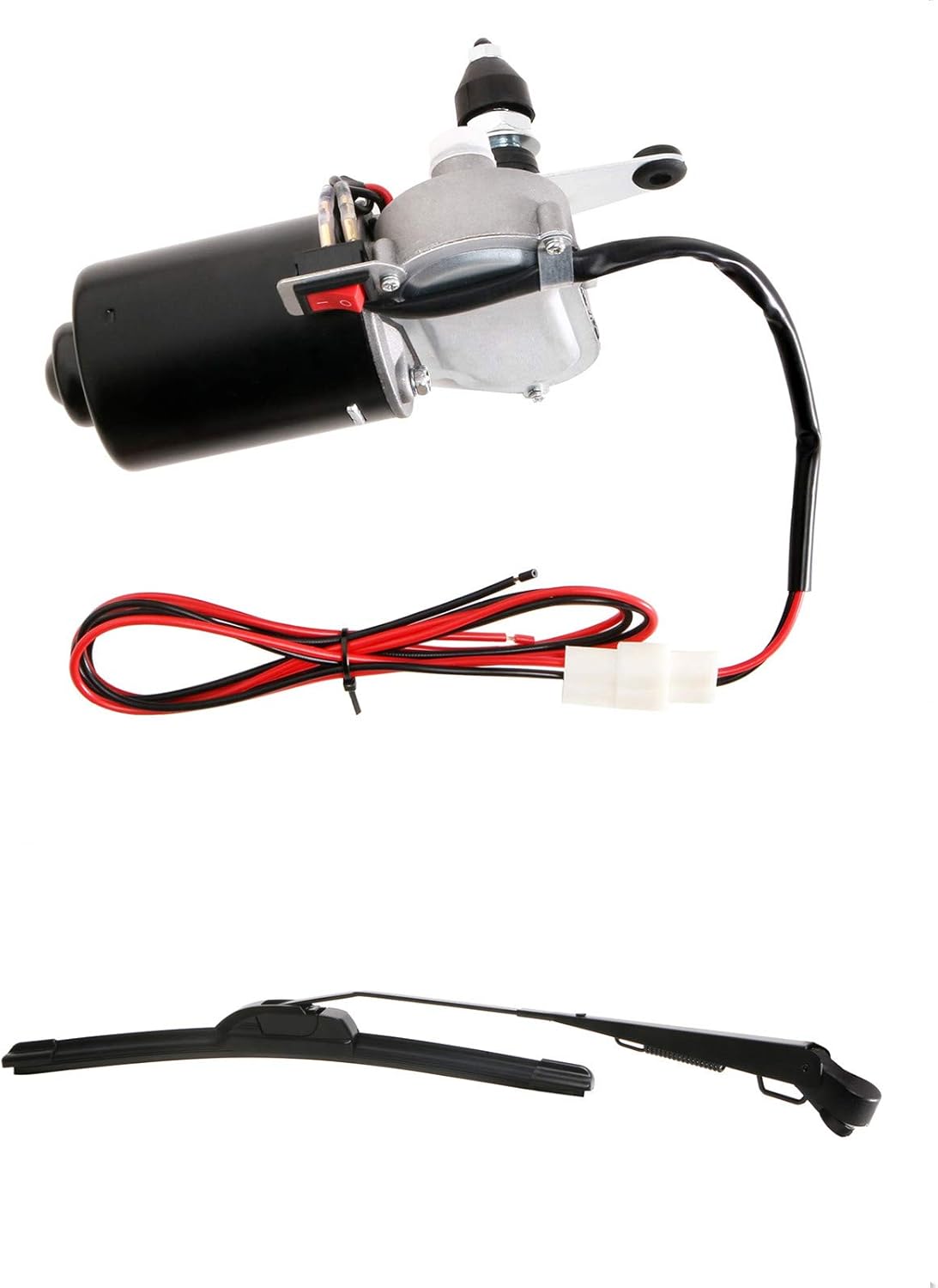 YiCross Electric UTV Windshield Wiper Motor 12V Hard Coated Polycarbonate Universal Windshield Wiper Kit w/Multi Wiper, 90 Degree Wipe Sweep