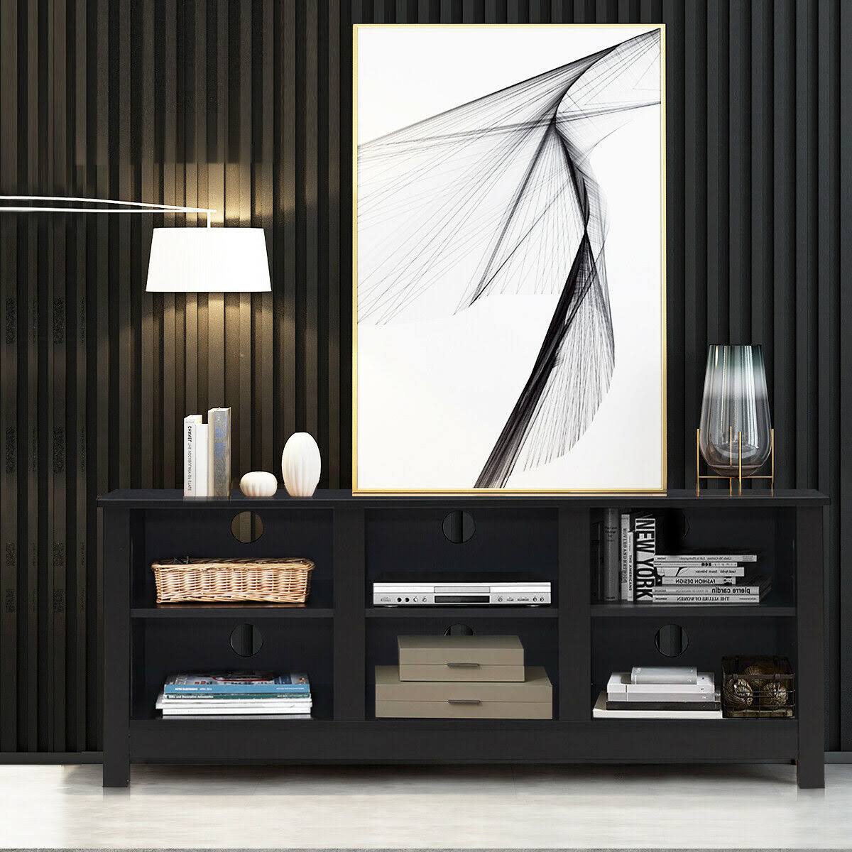 Costway 60x22 Entertainment TV Stand Cabinet-Black