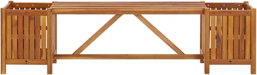 vidaXL Planter Bench, Outdoor Wooden Seat with Raised Plant, Planter Box Bench for Garden Patio Backyard Porch Deck, Solid Wood Acacia