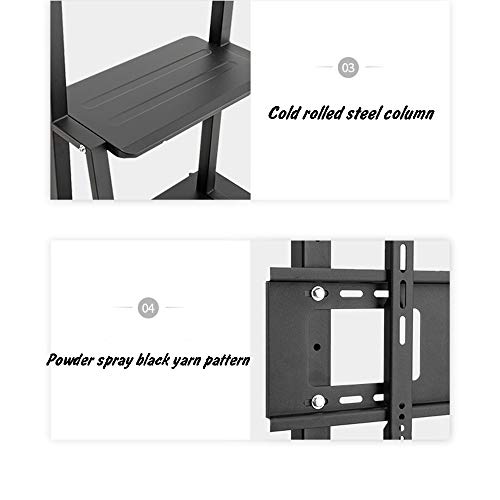 TV Floor Mount Height Adjustable TV Stand with Adjustable Shelf and Carry Brake Universal Wheels 55/65/75 Inch Universal TV 200 Lbs in Total Integrated Cable Management (H)
