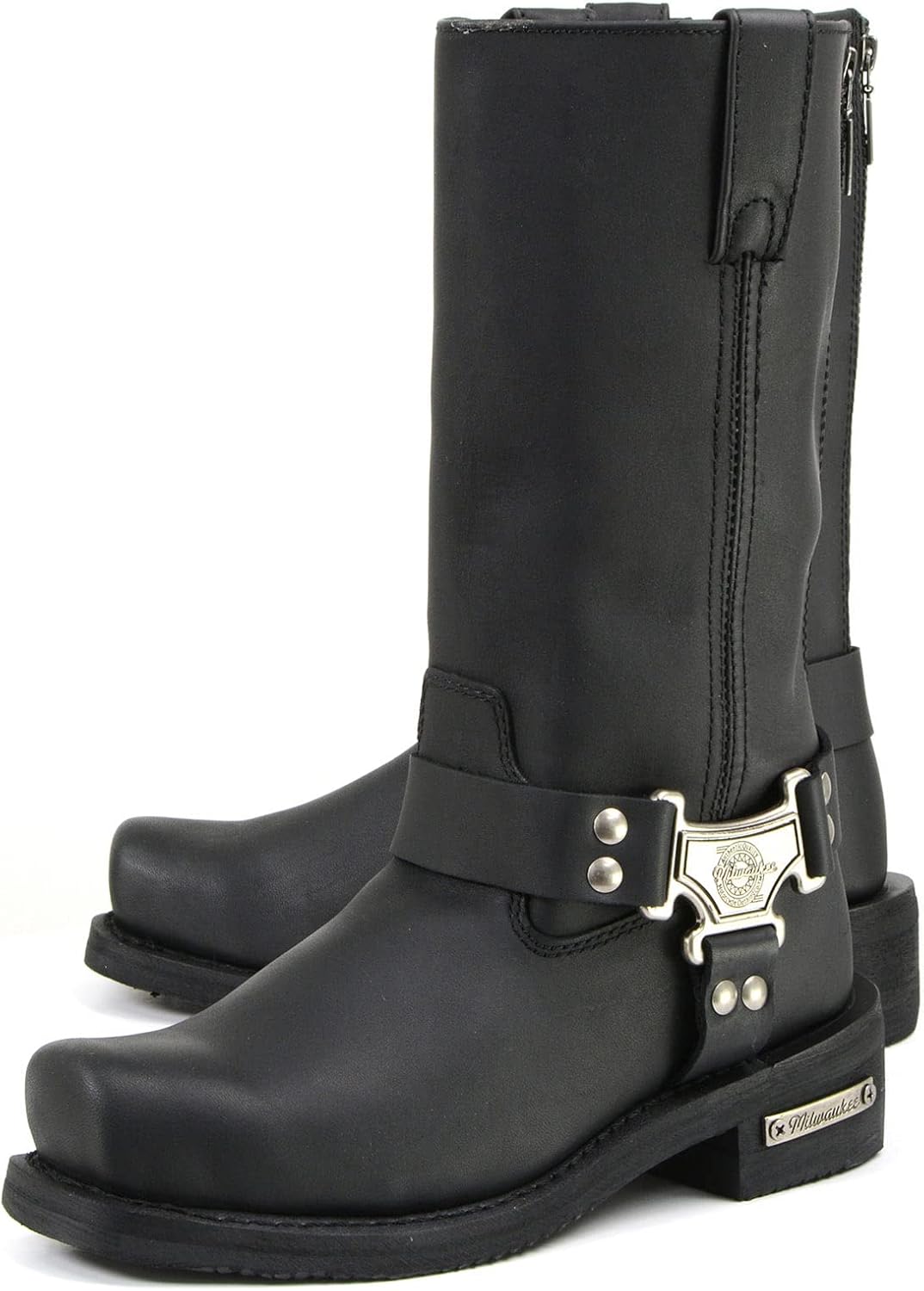 Milwaukee Motorcycle Clothing Company MB410EEE Men's EEE Wide Black Classic Harness Motorcycle Leather Boots - 11 EEE