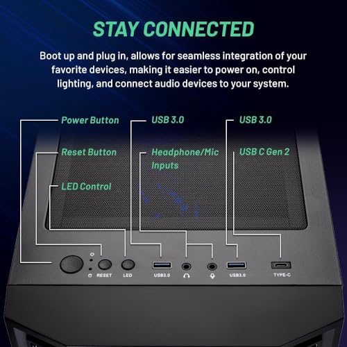 Skytech Nebula Gaming PC Desktop, Ryzen 5 5600 3.5 Ghz (4.4GHz Turbo Boost), NVIDIA RTX 3050 6GB GDDR6, 1TB SSD, 16GB DDR4 RAM 3200, 650W Gold PSU, Wi-Fi, Win 11 Home