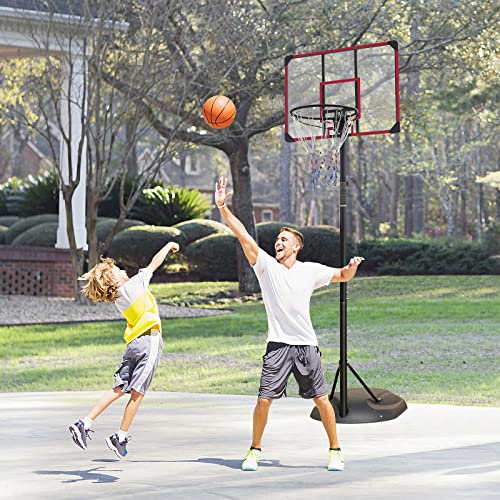 Portable Basketball Hoop, 32" Backboard Basketball Goal Stand with Fillable Base and Wheels, 7.5-9.2ft Adjustable Height for Youth Adults Indoor Outdoor Basketball Goal